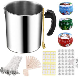 Phinicco Candle Making Kit 1000ML Wax Melting Pot Candle Pouring Pot with 100pcs Candle Wicks Wicks Sticker Candle Jars Candle Wax Pouring Pot Wicks Centering Device