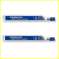 STAEDTLER Mars micro carbon 250 0.7mm 2B - Pencil lead refills - 2 Tubes / Packs (24 Leads) HB