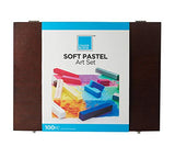 Colour Block Soft Pastel Art Set, 100 Color Square Chalk Pastels in a Deluxe Wooden Box