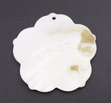 1pcs 45mm shell flower carved natural white mother of pearl top hole for pendant