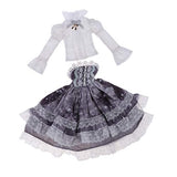 Fenteer 2pcs Gray Princess Lace Dress Suit with Top T-Shirt for 1/4 BJD Doll DIY Making Decor