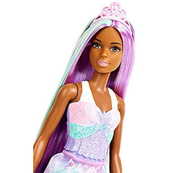 Barbie Doll, Rainbow Princess Look with Extra Long Purple and Blue Hair, Plus Hairbrush, for 3 to 7 Year Olds