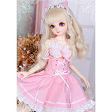 MEESock BJD Doll Clothes 1/3 1/4 1/6, Handmade Pink Little Cat Dress + Cat Ear Headdress for SD Doll, Fit Cosplay Party Dress Up (No Doll),1/6