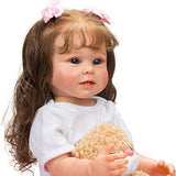 RXDOLL Real Life Baby Dolls Reborn Baby Toddler Girl 22 inch Lifelike Realistic Reborn Baby Dolls Silicone Full Body with Long Hair for Children Birthday Gift Set