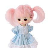 AIDOLLA Doll Wig for 1/8 5-6inch 13-15 cm Pony Braids BJD Mini Doll Wig Girls Gift Lati Yelow Synthetic Mohair Doll Hair
