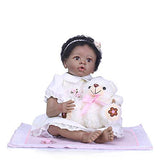 iCradle Real Life 22 inch 55cm Reborn Baby Dolls Nurturing Soft Silicone Realistic Looking Newborn Dolls Black Skin Girl Indian African Style Baby Doll Toy for Ages 3+