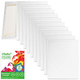 10 Pack 11x14 Inch Stretched Canvas, Ohuhu Artist Canvas Boards for Painting, Primed White Blank, 100% Cotton Frame Canvas for Acrylic, Oil Paint, Wet & Dry Art Media, for Artists, Beginners, Kids