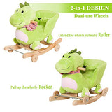 Qaba Kids Interactive 2-in-1 Plush Ride-On Stroller Rocking Dinosaur with Nursery Song