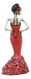 :Ebros Day Of The Dead Rose Diva Lady In Red Ballroom Gown Skeleton Statue 8.5"Tall Selfie Posing