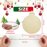 MUXGOA 60 Pcs 3.5" DIY Wooden Christmas Ornaments to Paint,Wood Circles for Crafts Christmas Tree Hanging Ornaments Unfinished Wood Cutouts Christmas Decoration DIY Crafts