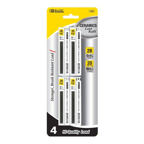 BAZIC 20 Ct. 0.9mm Ceramics Hi-Quality Mechanical Pencil Lead (4/Pack) (794)