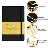 Ruled Notebook/Journal - Hardcover Lined Notebook with Premium Thick Paper, 5''×8.25'', Lined Journal with Elastic Closure & Back Inner Pocket, Black