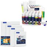 Canvas Panels 24-Pack 5x7, 8x10, 9x12, 11x14 Inch, Acrylic Paint Set 24 Colors 2oz/59ml