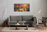 V-inspire Art, 24X48 Inch Impressionism Wall Art Modern Abstract Mural Romantic Night Hand-Painted Oil Painting Acrylic Canvas Art Living Room Bedroom Decoration Ready to Hang