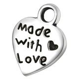 100 Pcs Love Heart Charm Made with Love Letter Carving Pendant Jewelry Making Accessories