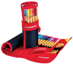 Stabilo Point 88 Fineliner Pens, 0.4 mm - 25-Color Rollercase Set
