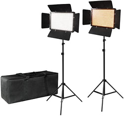 LimoStudio [2 Pack] 500 LED Light Panel with Barndoor, LED Display Screen, Photographic Light, Studio Lighting Kit, with Light Stand Tripod, Photo/Video Studio, AGG2226
