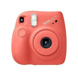 Fujifilm Instax Mini 7+ Instant Camera (Coral) Accessory Kit with Instax Mini Film, Swift Strap & Microfibre Cloth
