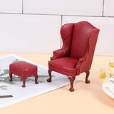 1:12 Dollhouse Sofa Set Miniature Sofa with Ottoman Dollhouse Couch Furniture Assorted Colors Living Room Bedroom Decor Cherrywood Leather Dollhouse Furniture Pretend Play for Dollhouse Lovers