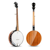 Vangoa 5 String Banjo Remo Head Closed Solid Back with beginner Kit, Tuner, Strap, Pick up, Strings, Picks and Bag