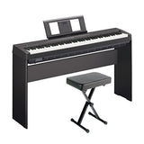 YAMAHA P45 88-Key Weighted Digital Piano Home Bundle With Wooden Furniture Stand And Bench & FC4A Assignable Piano Sustain Foot Pedal,MultiColored
