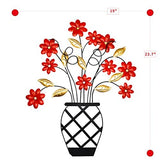 WTXRHW Metal Flower Metal Wall Decor 23'' x 19'', Wall Art Decorationas Large Flower Pot Hanging Wall Sculptures for Home Apartment Bedroom Living Room, Gift for Indoor or Outdoor (Red)
