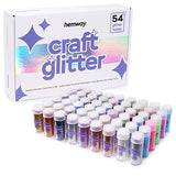 Hemway 54 Glitter Tube Craft Box (0.34oz/9.6g) All-Purpose Ultrafine Glitter for Arts and Crafts, DIY Scrapbooks, Slime, Epoxy Resin, Kids Schools, Cosmetic, Nail Design, Vegan Friendly Shaker Tubes