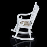 CuteExpress Miniature Rocking Chair 1:12 Scale Dollhouse Accessories Tiny Furniture Model for Doll House Toy Home Decoration Scene Shooting (White)