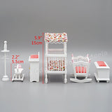 Odoria 1:12 Miniature Baby's Room Crib Set Dollhouse Furniture Accessories