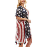 Me Plus Women Fashion Summer American Flag Beach Cover up Cover Up Shawl Wrap Kimono (USA Flag Print)