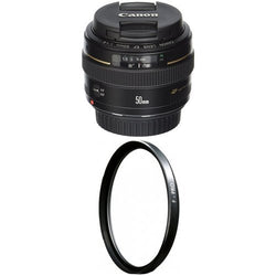 Canon EF 50mm f/1.4 USM Standard & Medium Fixed Zoom Telephoto Lens plus B+W 58mm Clear UV Haze