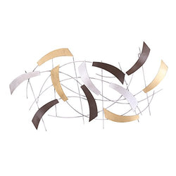 Adeco Decorative Abstract Metal Wall Hanging Sculpture Art Mid Century Modern Wall Decorations (Gold, Silver, Bronze) - 35x19.5 Inches