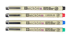 Sakura Pigma Micron Fine line pens - 0.35 mm - Pack of 4 Colors (XSDK-03 series)