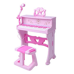 COLOR TREE Kids Piano Toy Keyboard Music Instruments with Microphone,37 Keys Musical Piano and Stool for Girls ,Pink