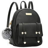 KKXIU Women Small Backpack Purse Convertible Leather Mini Daypacks Crossbody Shoulder Bag For Girls (Black)