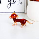 Glass Dachshund Figurine - Handmade Hand Blown Art Glass Dog Animal 2.75"