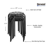 Norwood Commercial Furniture Black Stacking Stool Set - Stackable Nesting Stools/Chairs for Kids and Adults - Flexible Seating for Home, Office, Classrooms - Plastic/Metal 17.75" (Pack of 5)