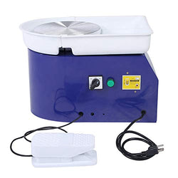 Electric Pottery Wheel Machine, 350W Pottery Wheel Forming Machine Professional Easy to Use 24cm Brushless Electric Pottery Wheel Machine US Plug for Student and Amateur (Blue)