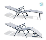Kozyard Cozy Aluminum Beach Yard Pool Folding Reclining Adjustable Chaise Lounge Chair (Gray,1 Pack)