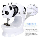 Panda Mini Sewing Machine Portable Sewing Machine with Foot Pedal Small Household Sewing Tool with Thread Cutter Double Speed Control Sewing Machine with Built-in Lighting Lamp for Beginners or Pros