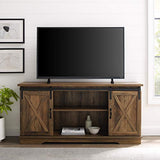 Home Accent Furnishings New 58 Inch Sliding Barn Door Television Stand - Rustic Oak Finish