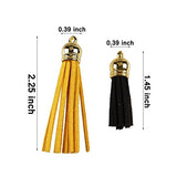 100PCS Multi-Colors Faux Suede Leather Tassel Craft Pendants with Gold Caps for Cellphone Straps,