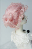 JD269 7-8inch 18-20CM Twins Bowl updo Mohair Doll Wig 1/4 MSD BJD Wigs (Pink)