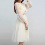 Japanese Lolita Dresses, Sexy Sweet 2 Piece Sets A-Line Flowers Princess Party Dress (Apricot)