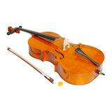 4/4 Acoustic Cello + Case + Bow + Rosin Wood Color Beautiful Varnish Finishing (Natural color)