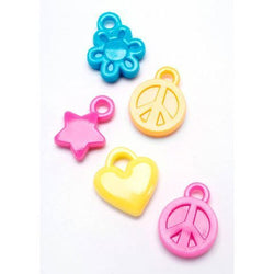 Bulk Buy: Darice DIY Crafts Plastic Charms Flower, Heart, and Peace Sign Assorted Color 100