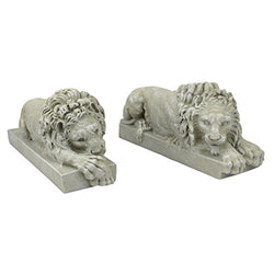 Design Toscano NG99035 Canova Lions from the Vatican Statues, 12 Inch, Set of Two, Polyresin, Antique Stone