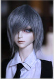 softgege 7-8 inch (18-19 cm): 1/4 BJD MSD, Fur Wig Dollfie, Smoky-Gray Medium Hairstyle