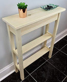 24" Narrow Console Sofa Table - Unfinished Foyer Pine Table With 2 Bottom Storage Shelf