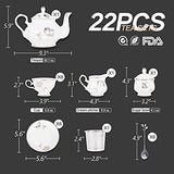 21-Piece Porcelain Ceramic Coffee Tea Gift Sets, Cups& Saucer Service for 6, Teapot, Sugar Bowl, Creamer Pitcher and 6 Teaspoons.